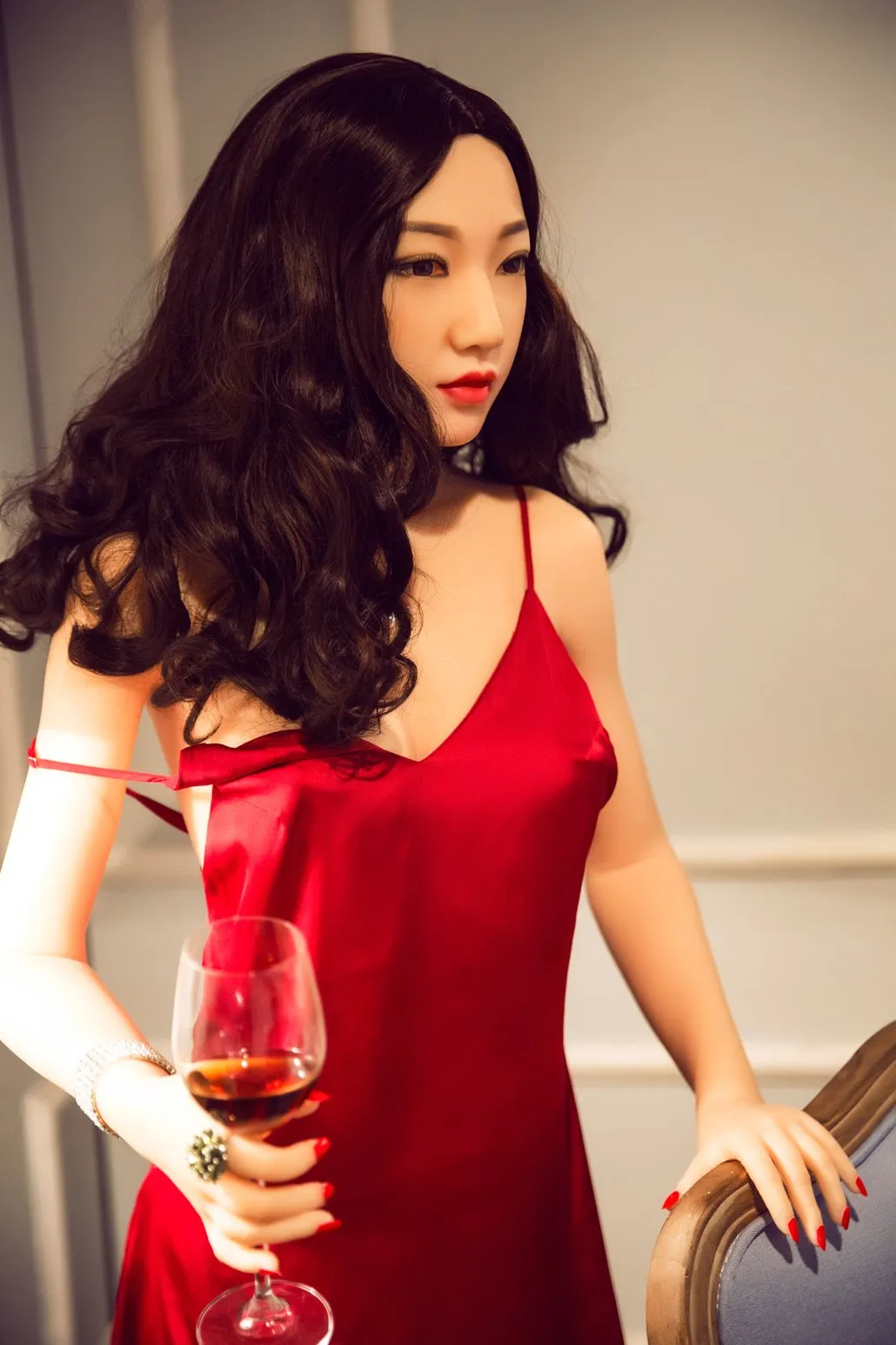 New Design Red Dress 100% Real Silicone Sex Doll ﾖ Maty 161cm